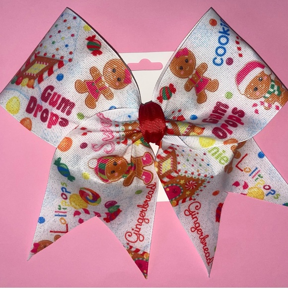 Gingerbread Man Hair Bow - Christmas Hair Bow - Hair Clip - Girls Hair Bow - Picture 5 of 6